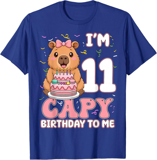 11 Years Old Capy Birthday to Me 11th Birthday Capybara Girl T-Shirt - T-Shirt | Royal