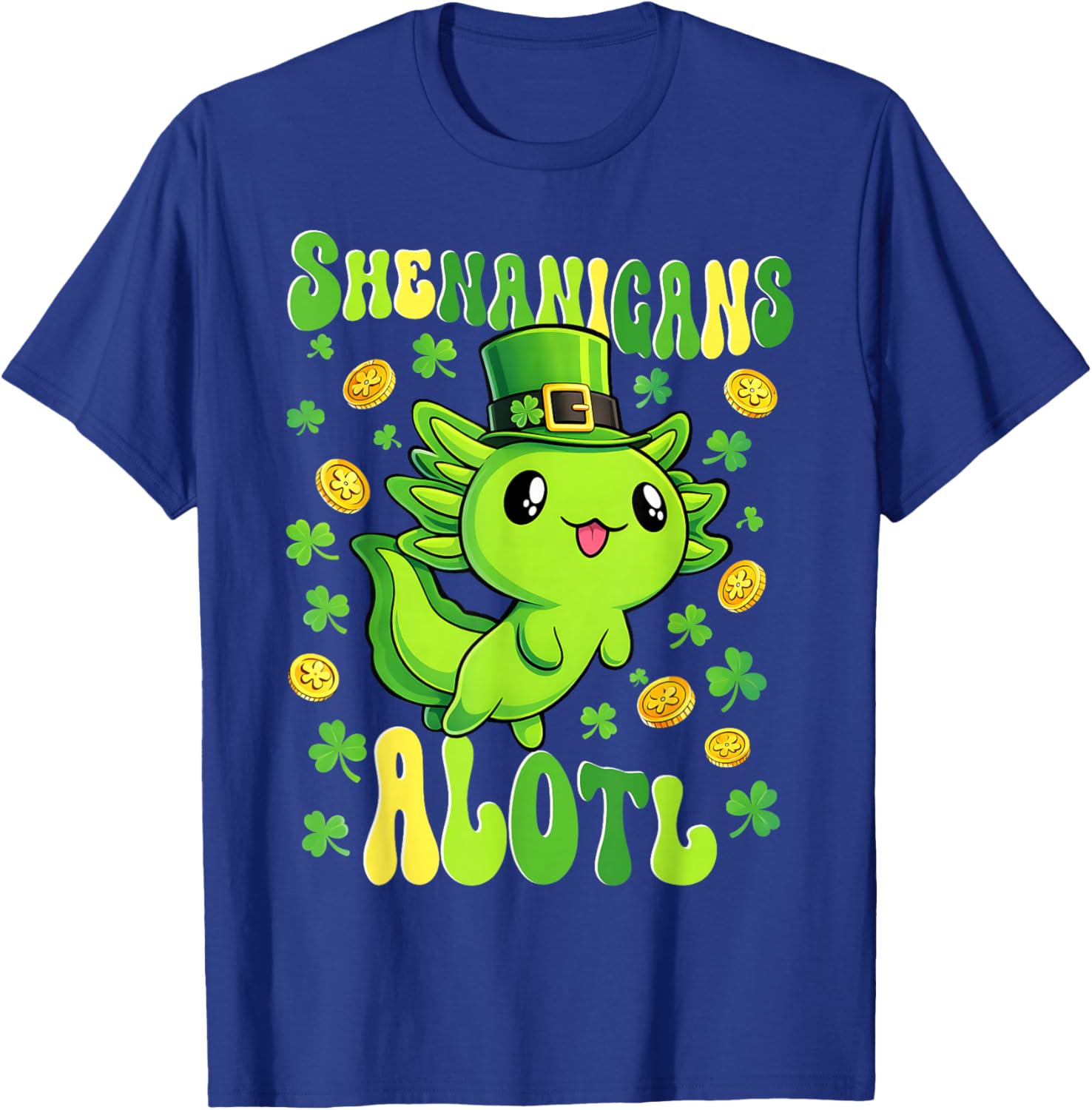St Patricks Day Axolotl Shenanigans Alotl Women Girls Kids T-Shirt - T-Shirt | Royal