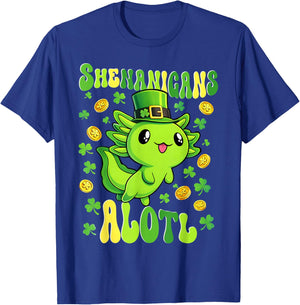 St Patricks Day Axolotl Shenanigans Alotl Women Girls Kids T-Shirt - T-Shirt | Royal