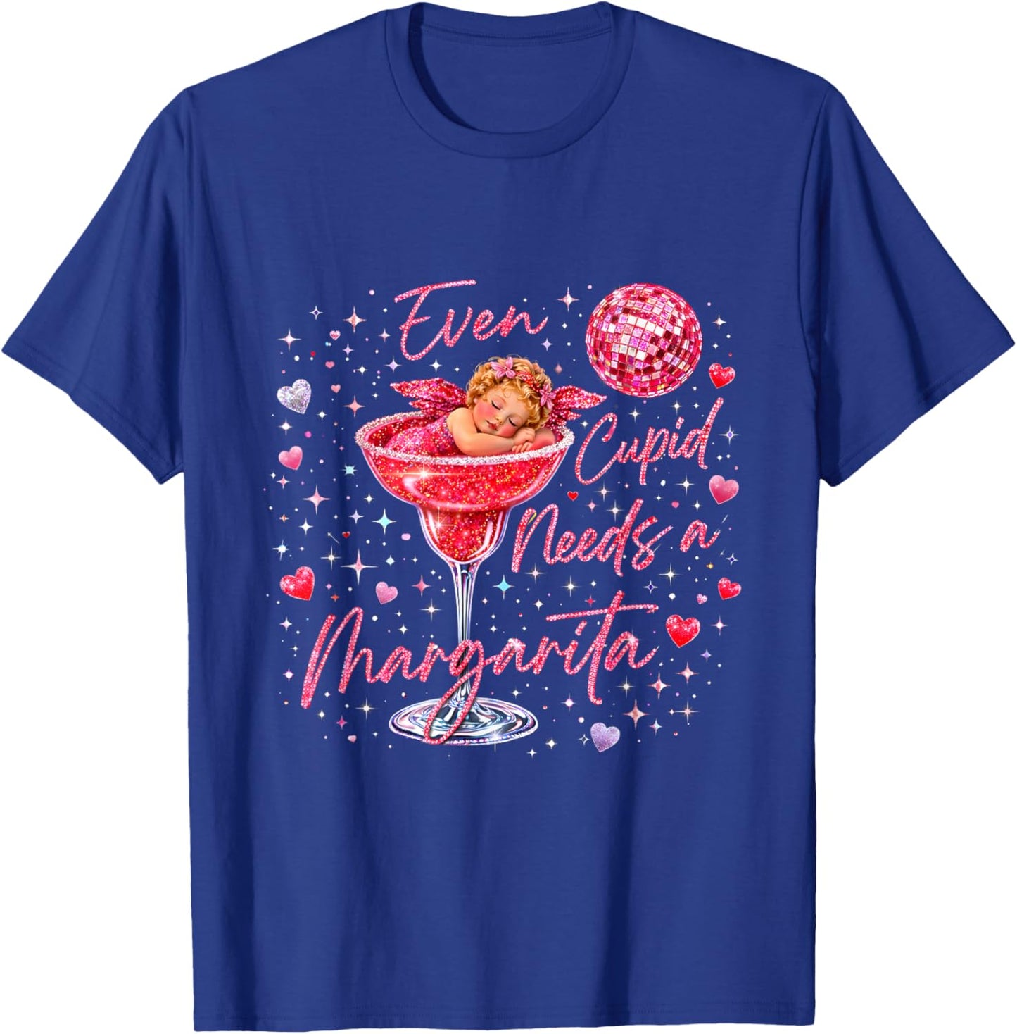 Valentine Romantic Even Cupid Need Margarita Retro Trendy T-Shirt - T-Shirt | Royal