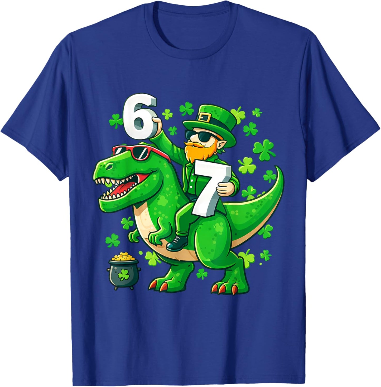 Six Seven Meme 67 St Patricks Day Trex Boys Kid Dinosaur 6 7 T-Shirt - T-Shirt | Royal