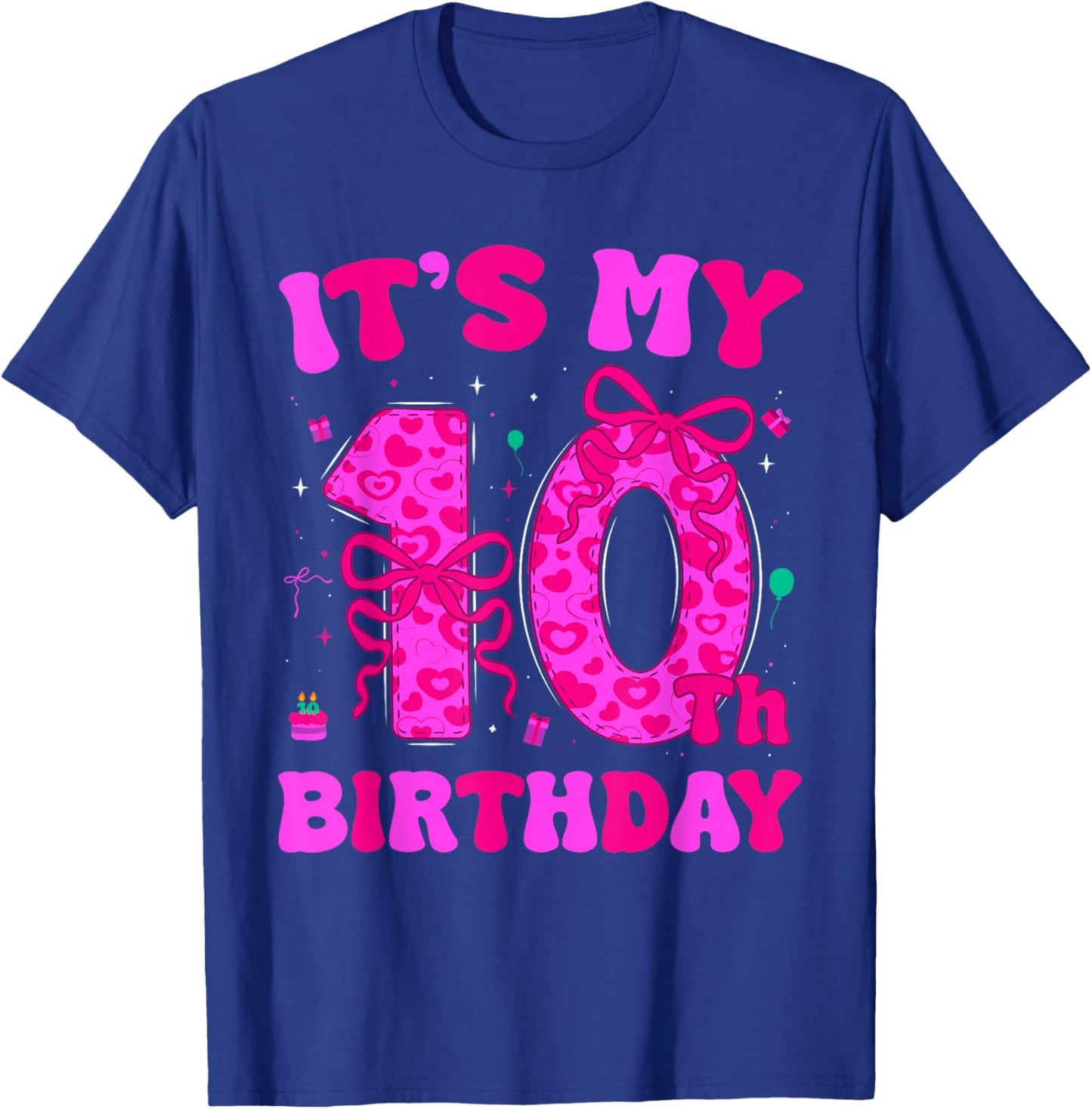 It's My 10th Birthday Coquette Bow 10th Birthday Girl T-Shirt - T-Shirt | Royal