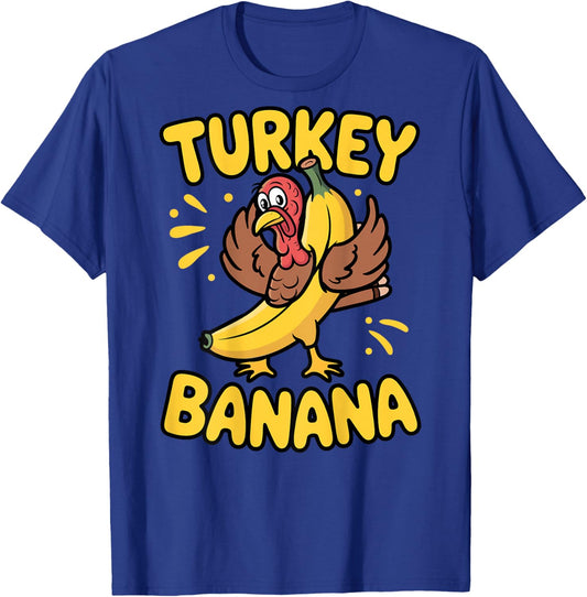 Turkey in Banana Costume Funny Thanksgiving Humor Back T-Shirt - T-Shirt | Royal