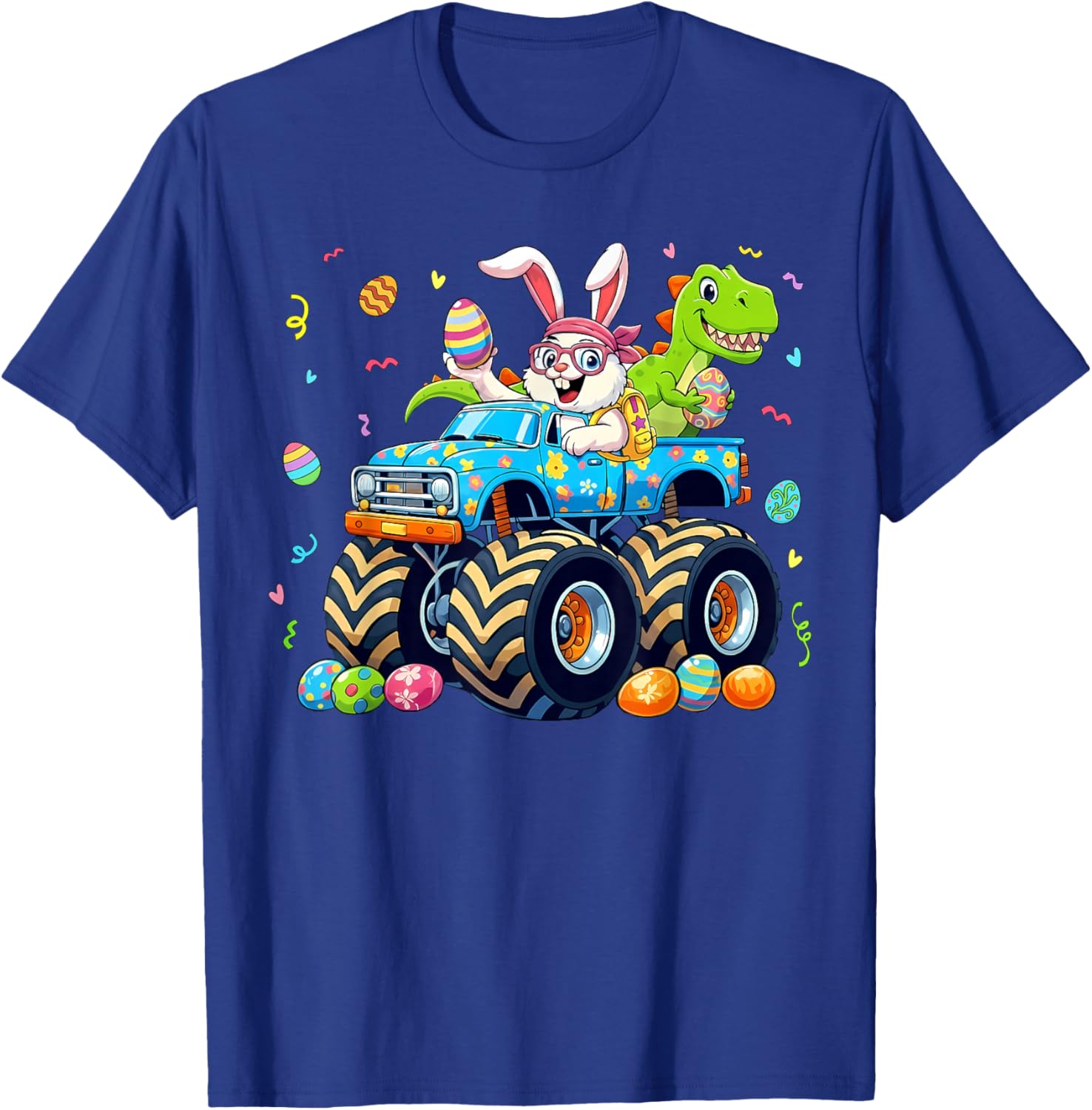 Bunny T-Rex Easter Day Monster Truck Funny Dino Boys Kids T-Shirt - T-Shirt | Royal