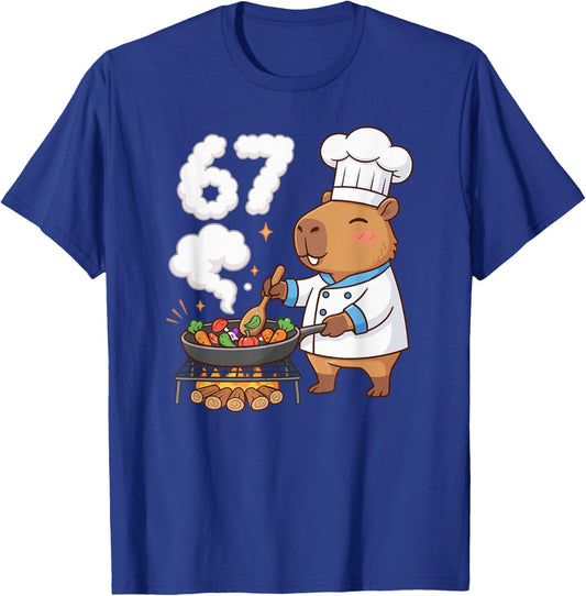 Capybara Chef 67 Six Seven Funny Brain Rot Meme Grill Cook T-Shirt - T-Shirt | Royal