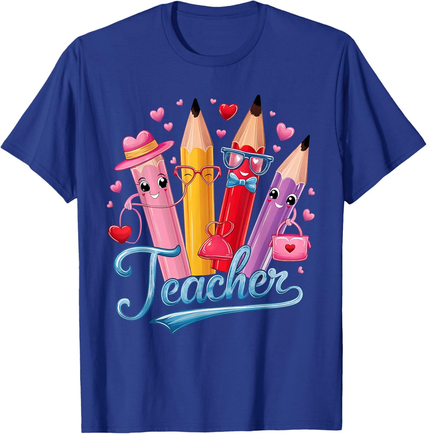 Funny Teacher Valentine Art Classroom Love Theme T-Shirt - T-Shirt | Royal