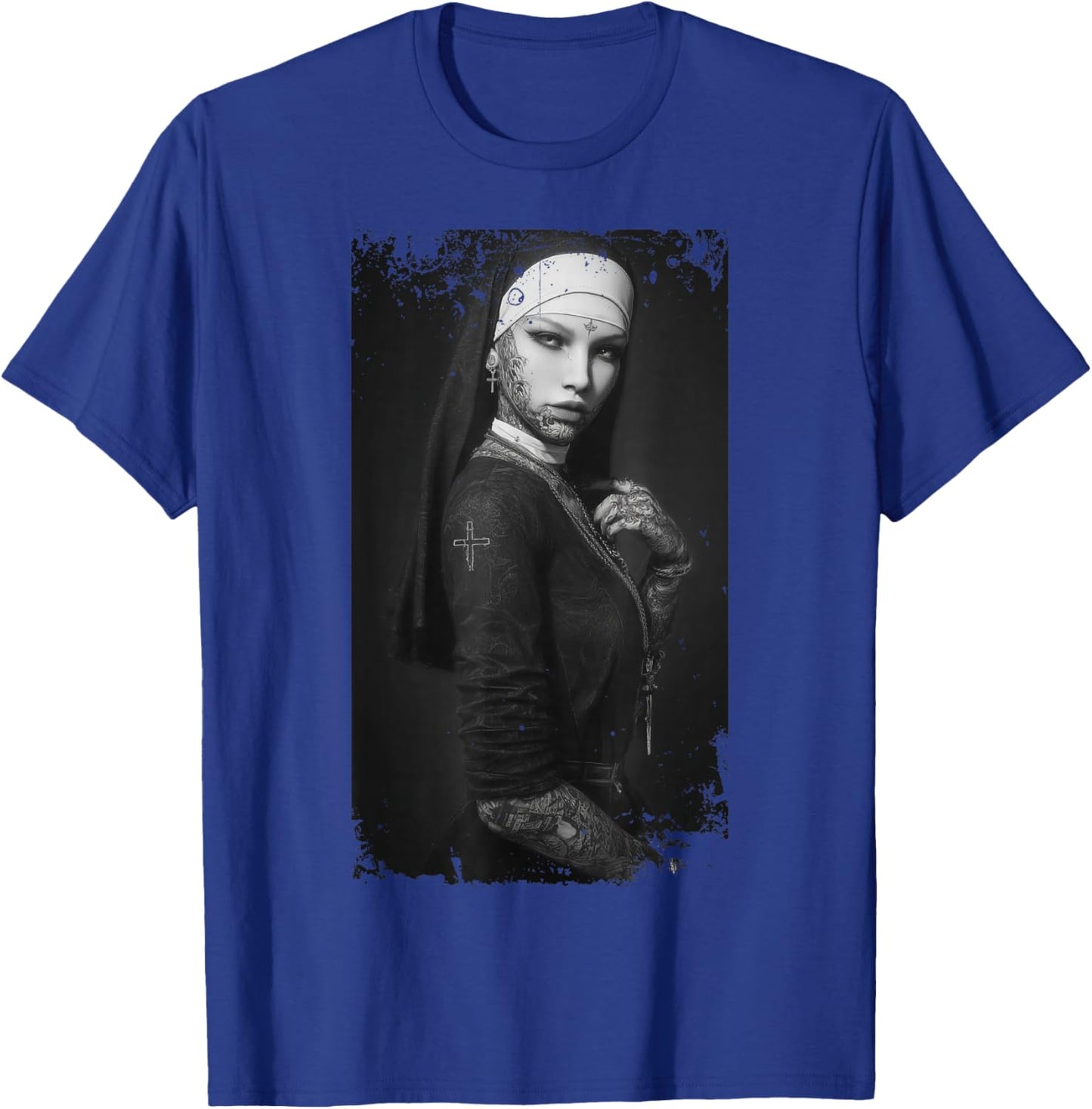 Gothic Nun Dark Tattoos Occult Horror T-Shirt - T-Shirt | Royal