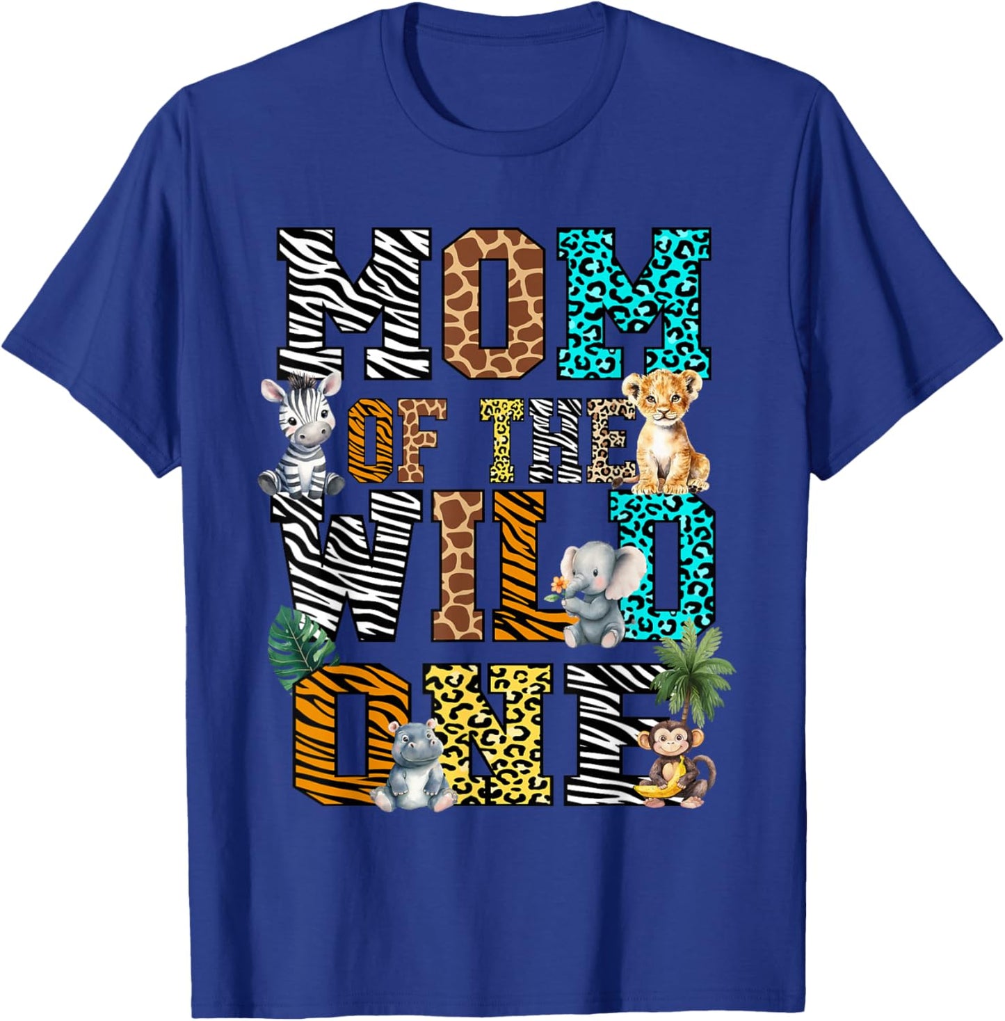 Mom of the Wild One 1st Birthday Jungle Matching Safari Kids T-Shirt - T-Shirt | Royal