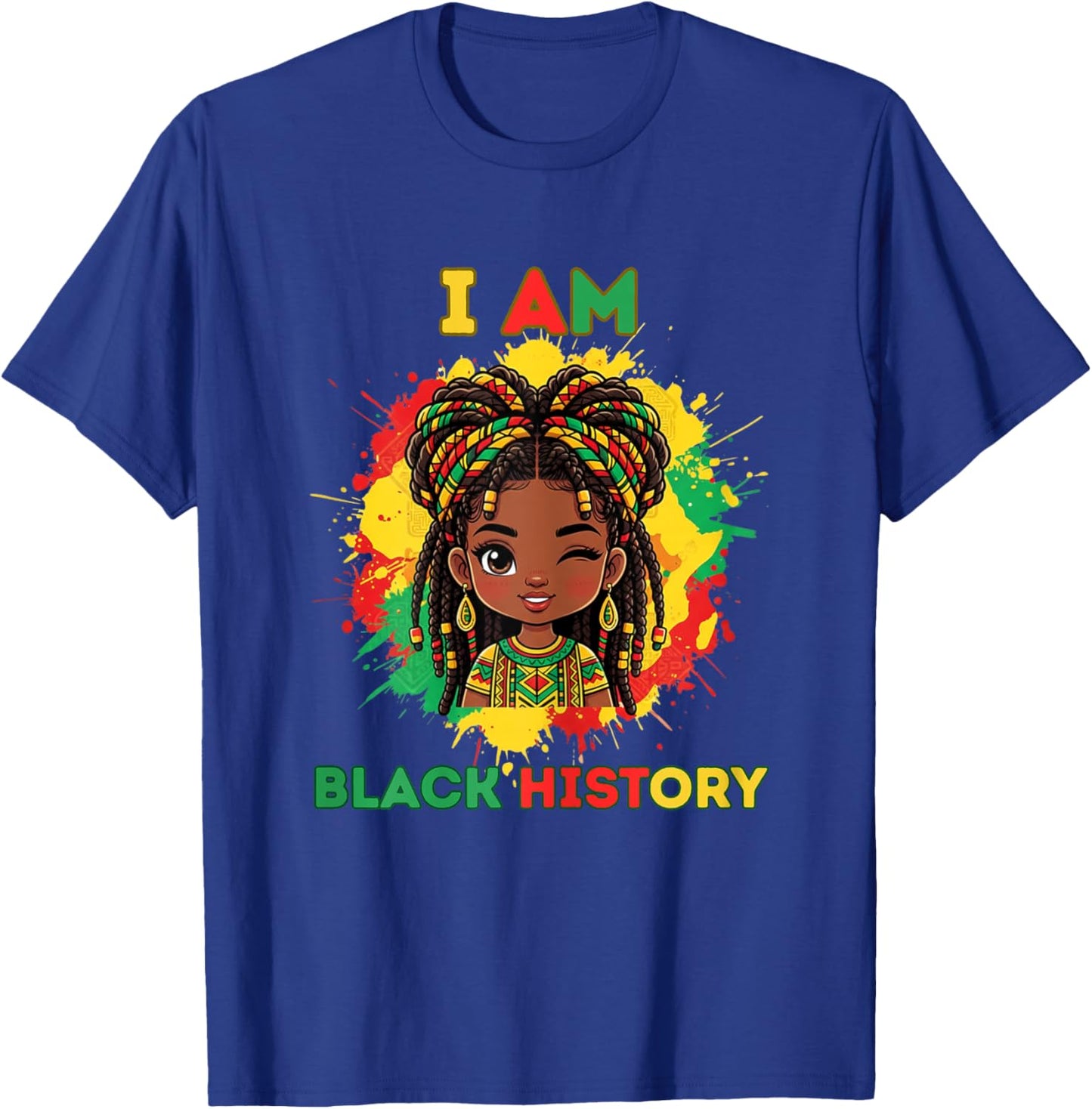 I Am Black History Cute Afro Girl Black History Month T-Shirt - T-Shirt | Royal