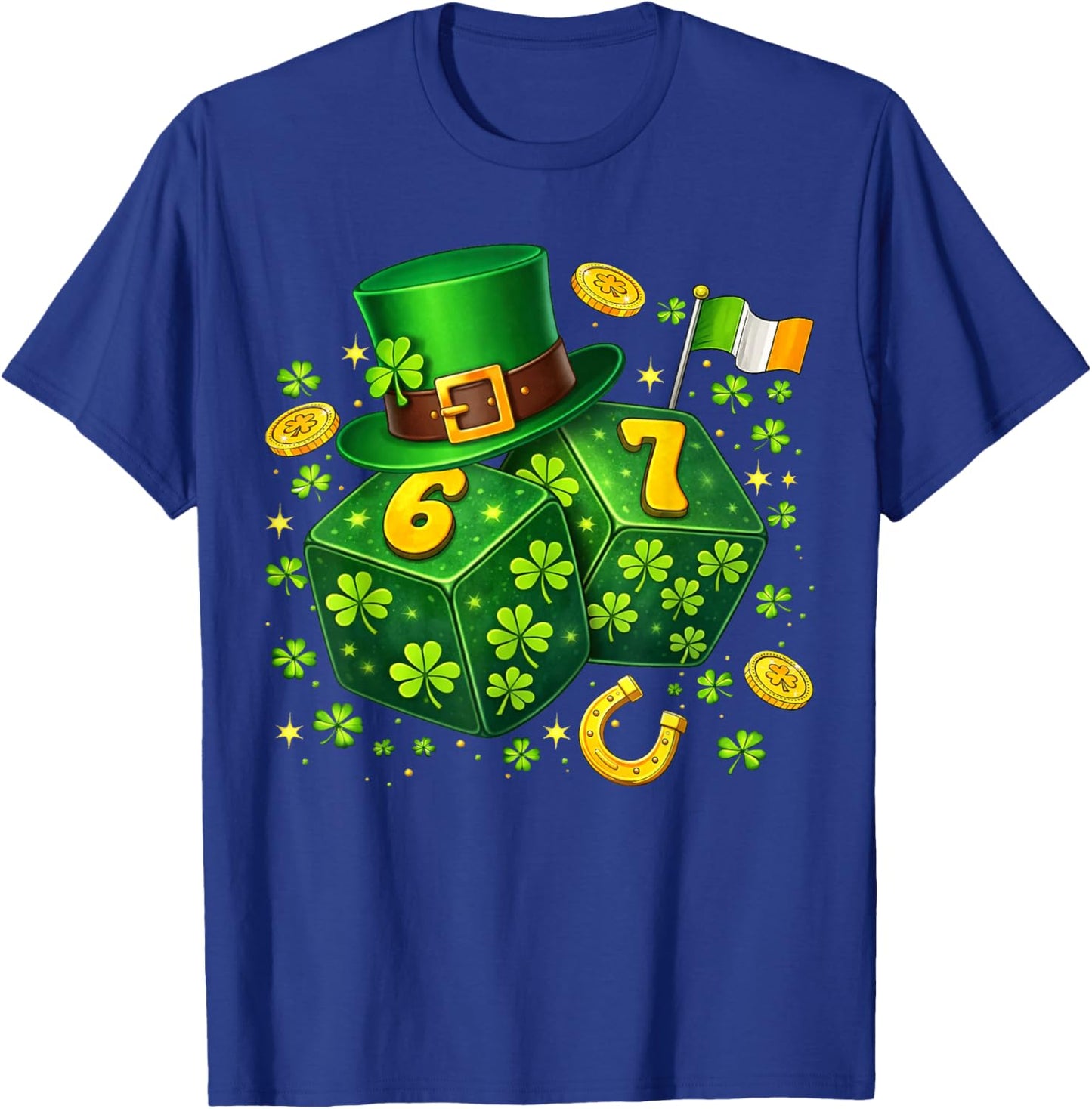St Patricks Day Six Seven 6 7 Dice 67 Meme Irish Men Boy Kid T-Shirt - T-Shirt | Royal