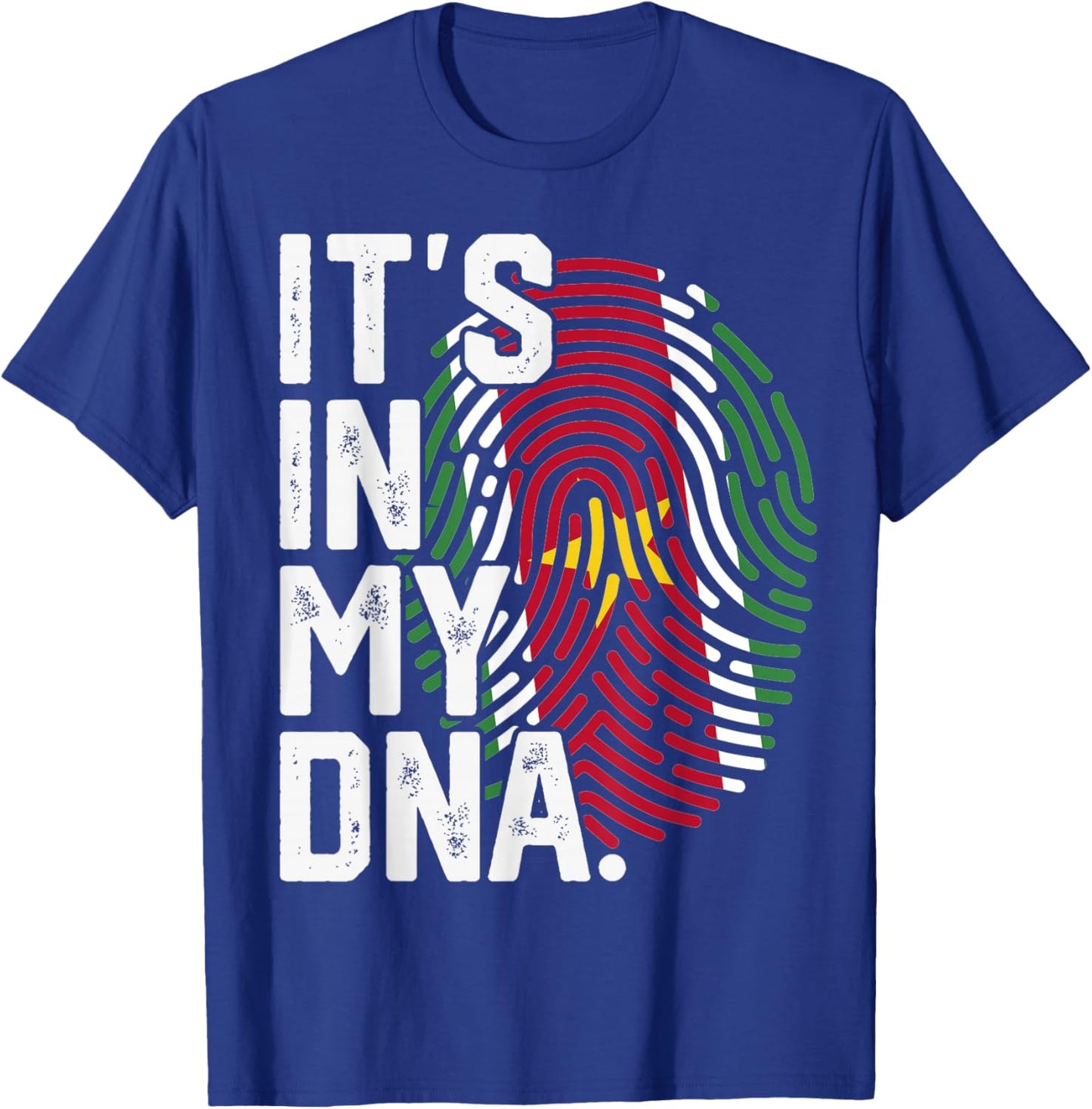 Suriname Roots Flag Fingerprint Graphic Patriotic T-Shirt - T-Shirt | Royal
