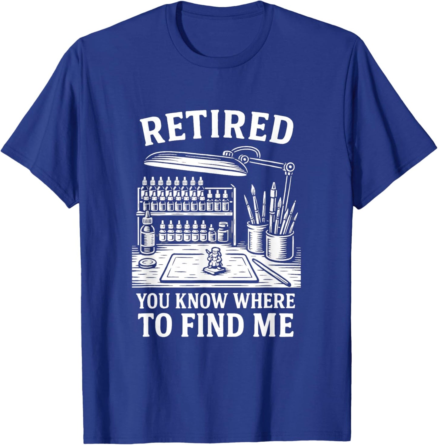 Miniature Painting Retired Mini Figure Painter Retirement T-Shirt - T-Shirt | Royal