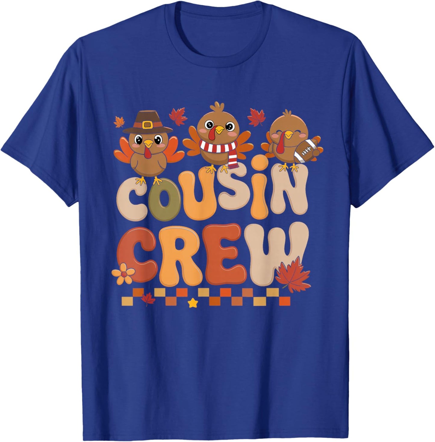 Thanksgiving Cousin Crew Turkey Family Matching Boys Girls T-Shirt - T-Shirt | Royal