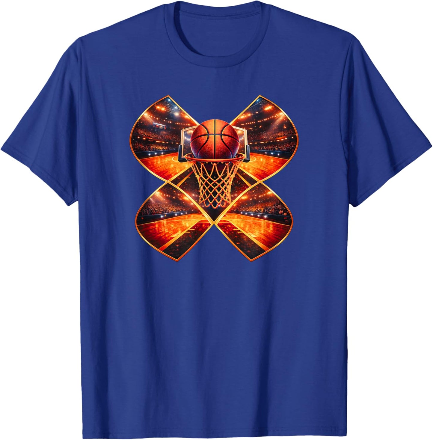 Geometric Basketball Hoop Net Slam Dunk Bball Urban Design T-Shirt - T-Shirt | Royal