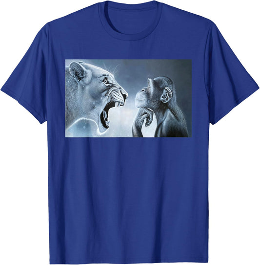 Monkey and Lion Ragebait Meme T-Shirt - T-Shirt | Royal