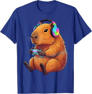 Gamer Capybara Video Games Boys Girls Teen Funny Gift Gaming T-Shirt - T-Shirt | Royal