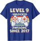 Level 9 Unlocked Awesome Since 2017 9th Birthday Gaming T-Shirt - T-Shirt | Royal