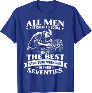 70th Birthday Auto Repairman Still Turn Wrenches Seventies T-Shirt - T-Shirt | Royal