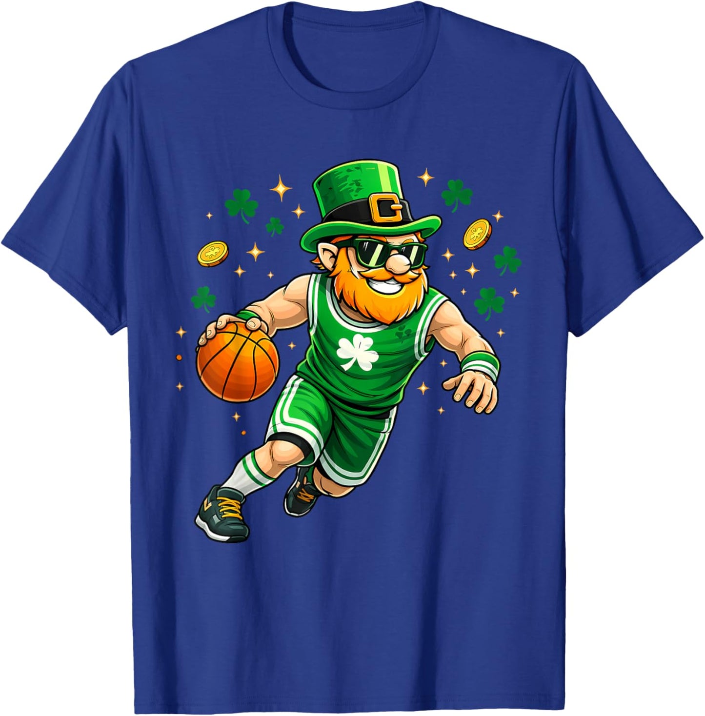 Leprechaun Play Basketball Funny St Patrick's Day Men Boys T-Shirt - T-Shirt | Royal