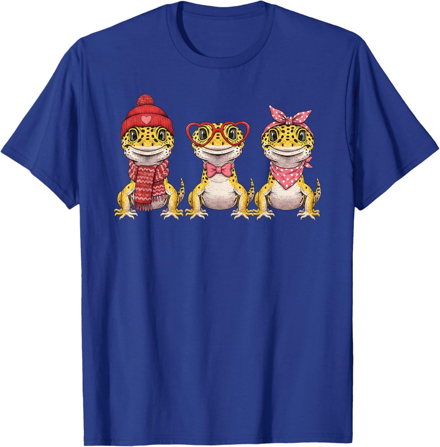 Retro Leopard Gecko Cute Valentine T-Shirt - T-Shirt | Royal