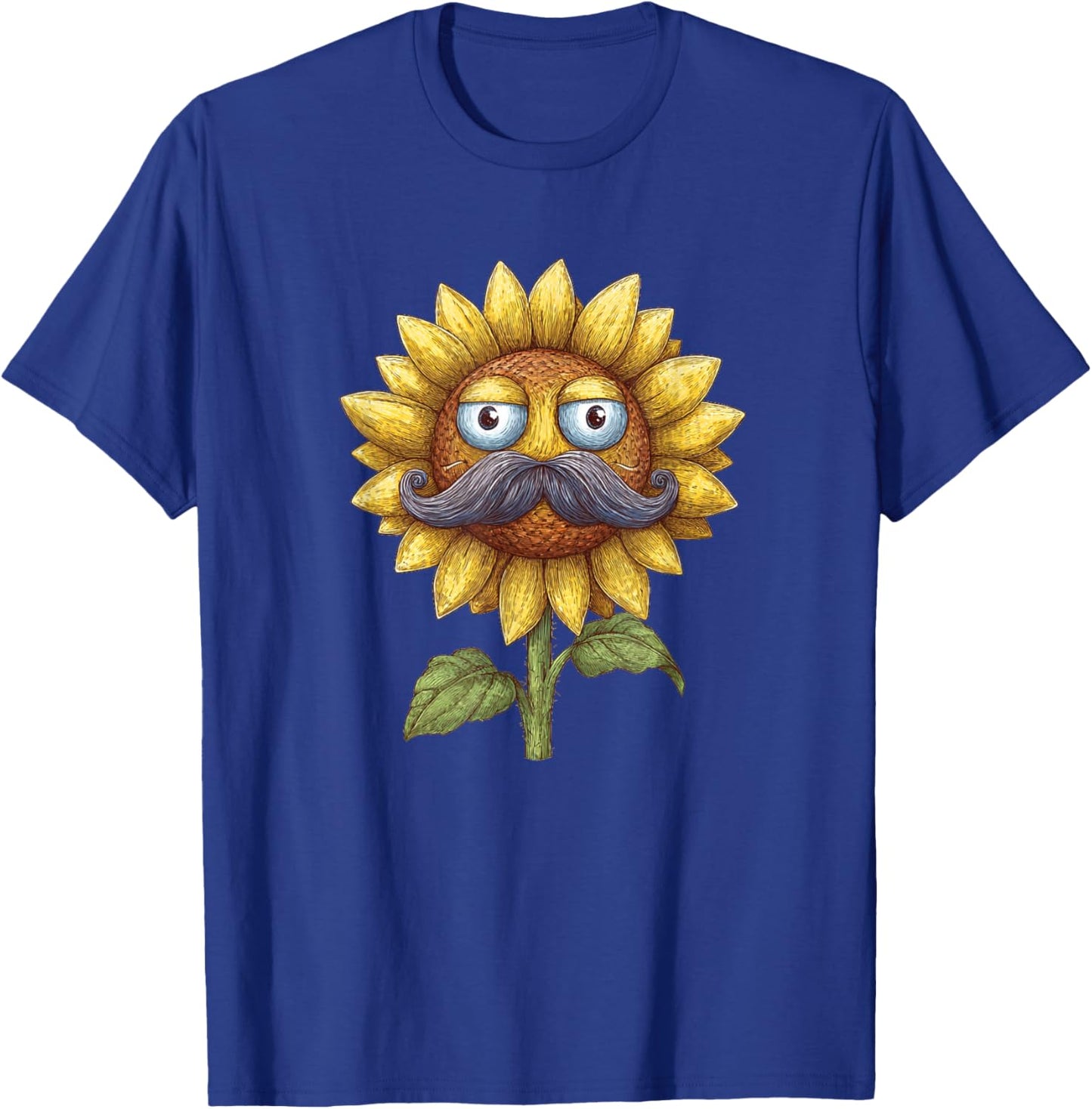 Cool Sunflower Face with Mustache Beard Costume T-Shirt - T-Shirt | Royal