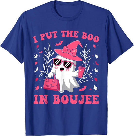 Boujee Boo JEE Spooky Ghost Pink Halloween Pumpkin T-Shirt - T-Shirt | Royal