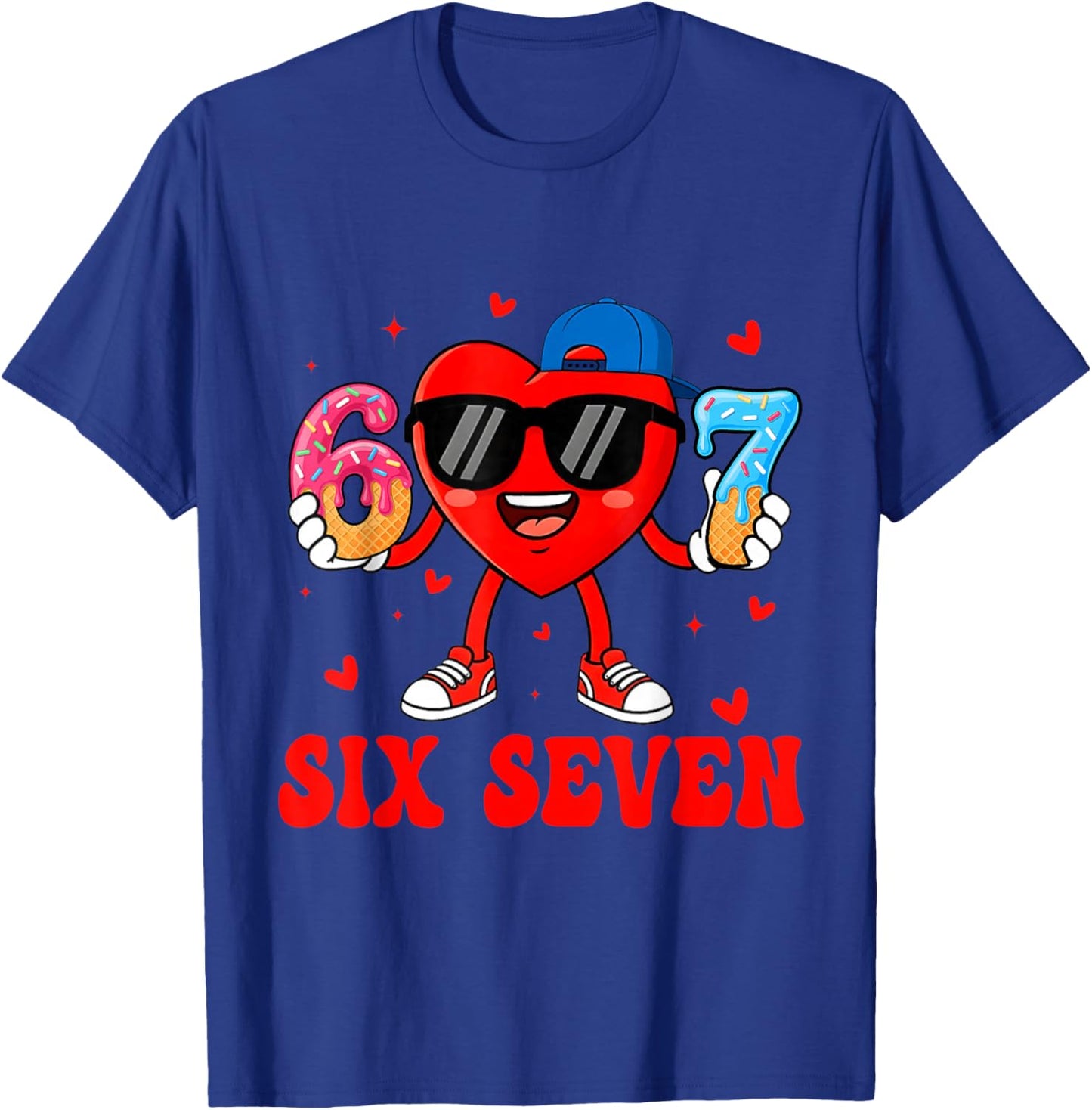 Funny Six Seven 67 6 7 Meme Heart Valentines Bro Kids Boys T-Shirt - T-Shirt | Royal