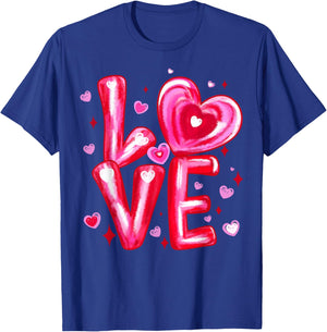 Happy Valentine Love Pink Heart Girl Women Kid T-Shirt - T-Shirt | Royal