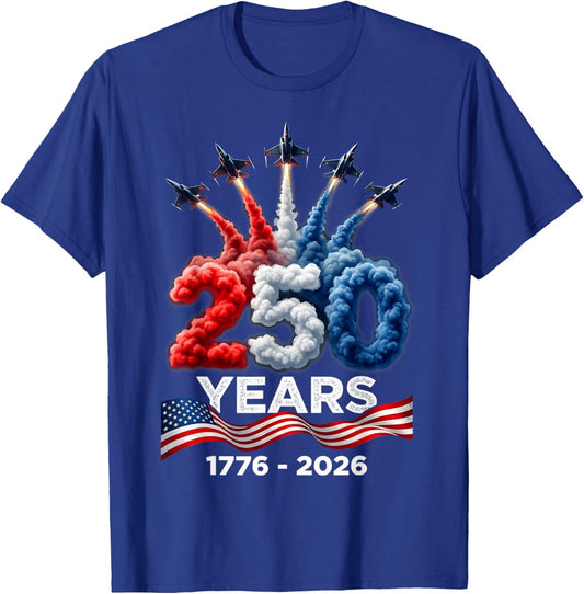 Patriotic American 1776 2026 250th USA 4th of July T-Shirt - T-Shirt | Royal