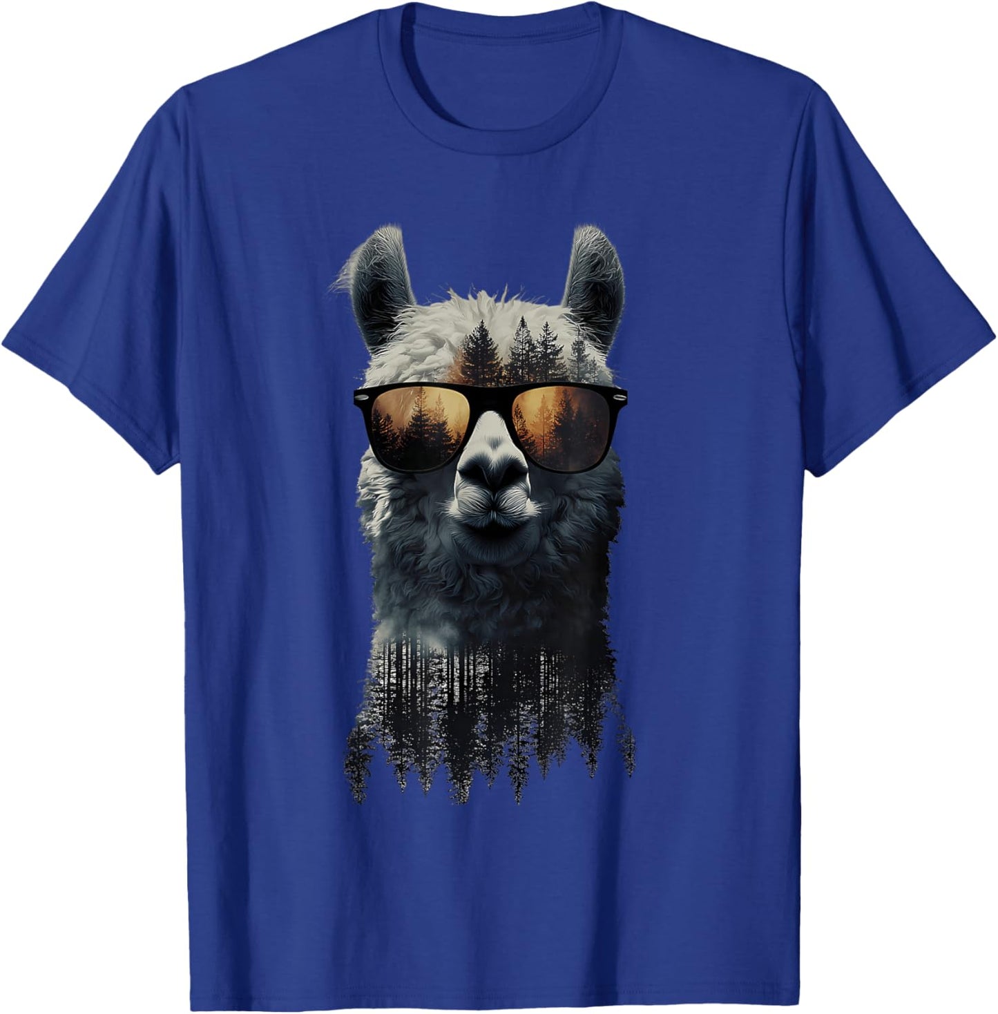 Funny Alpaca Llama with Sunglasses Animal Graphic T-Shirt - T-Shirt | Royal