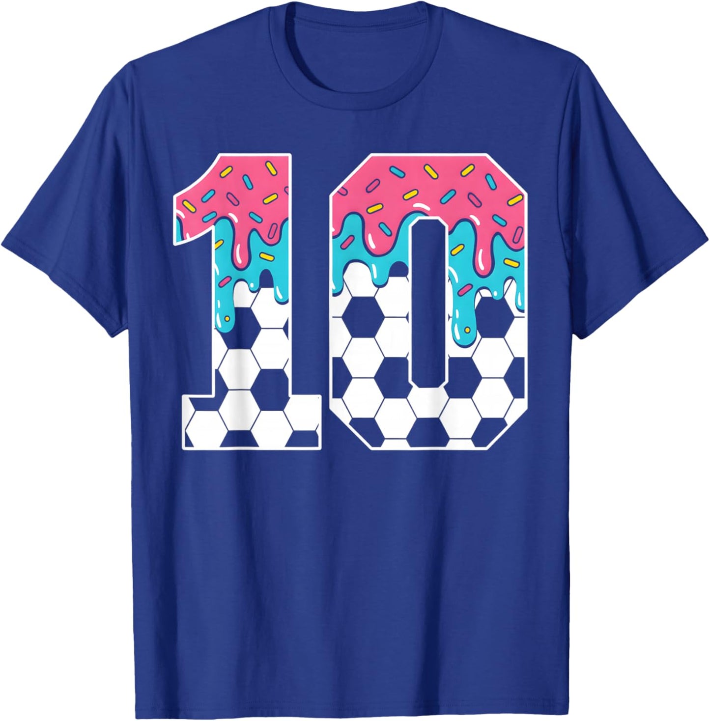 Soccer 10 Year Old Ice Cream Drip Youth 10th Birthday Boy 10 T-Shirt - T-Shirt | Royal