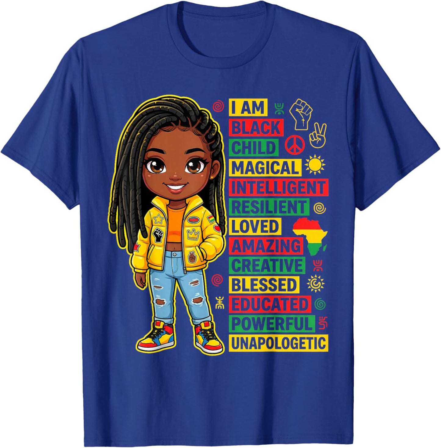 I Am Black Child Magical Black History Month African Girls T-Shirt - T-Shirt | Royal