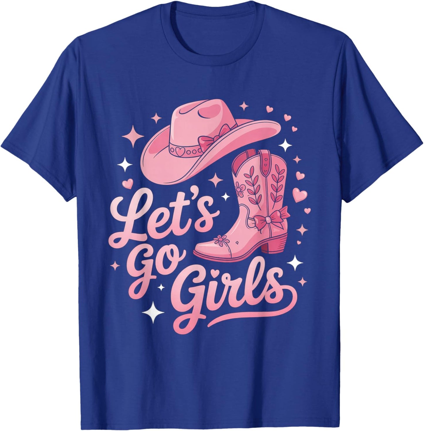 Lets Go Girls Coquette Western Country Graphic Cowgirl T-Shirt - T-Shirt | Royal