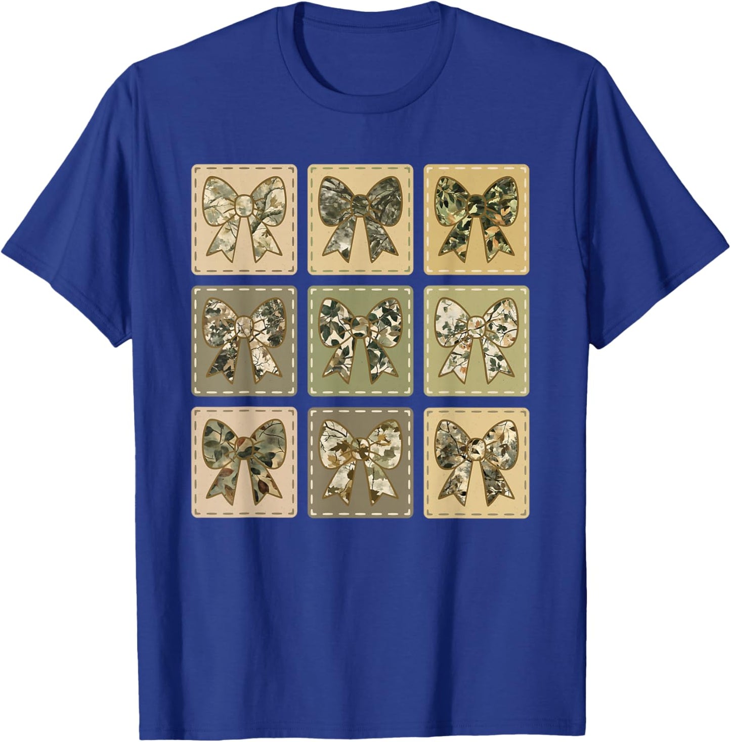 Cute Camo Bows Women Girls Trendy Graphic Tree Camouflage T-Shirt - T-Shirt | Royal
