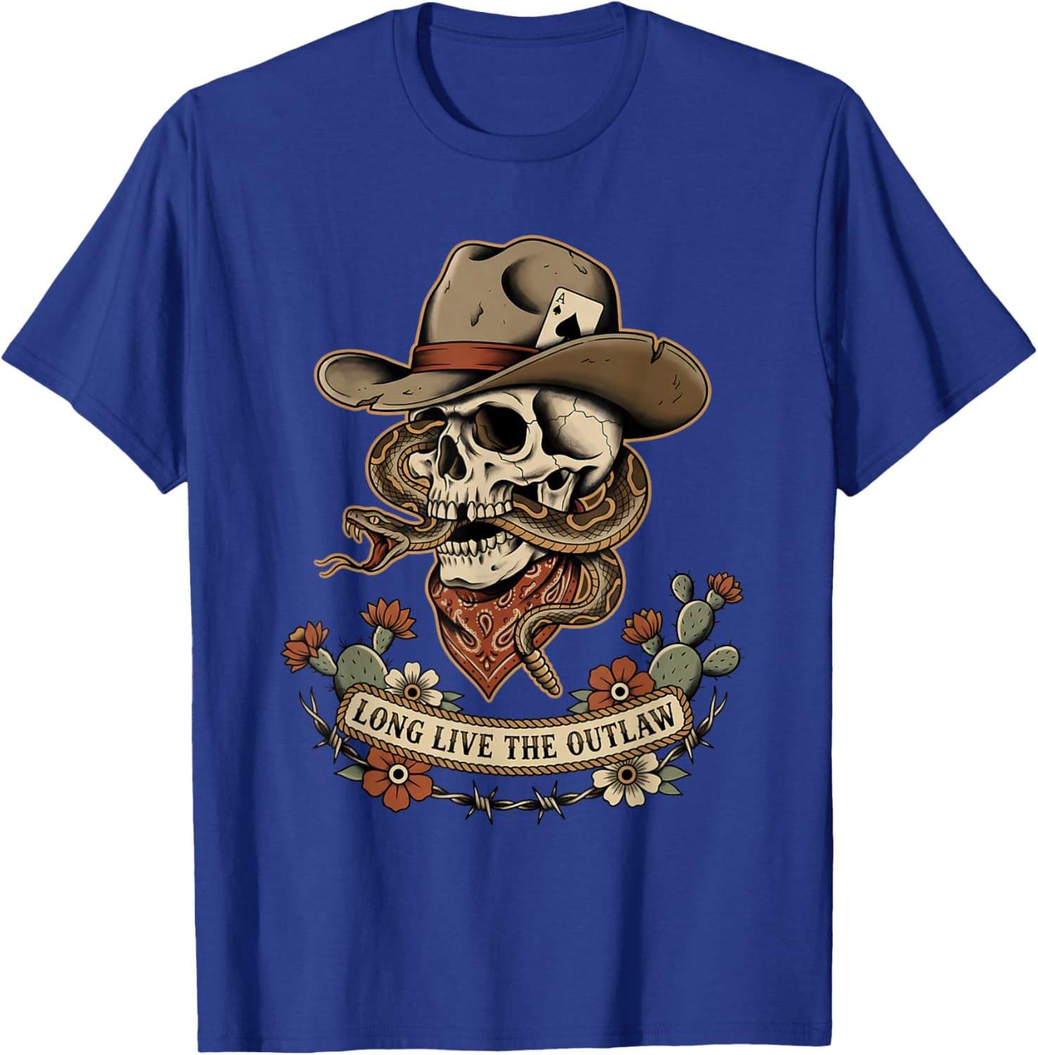 Western Gothic Cowboy Skull Outlaw Tattoo T-Shirt - T-Shirt | Royal