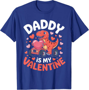 Daddy is My Valentine Cute Dinosaur Heart Outfit Kids Boys T-Shirt - T-Shirt | Royal