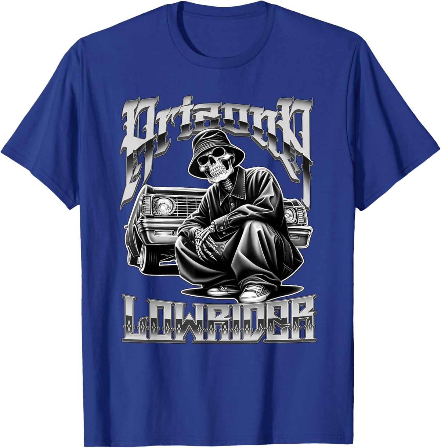 Arizona Low-Rider Chicano Tattoo Art Cholo Skeleton T-Shirt - T-Shirt | Royal