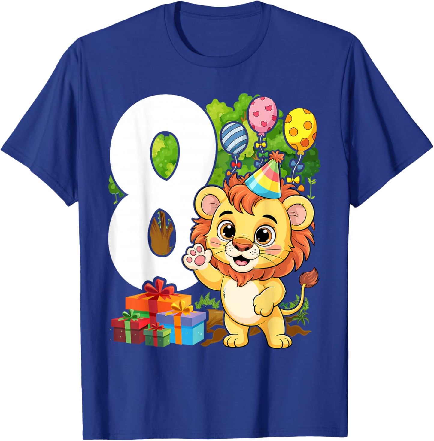 8th Lion Birthday Party 8 Year Old Lions T-Shirt - T-Shirt | Royal