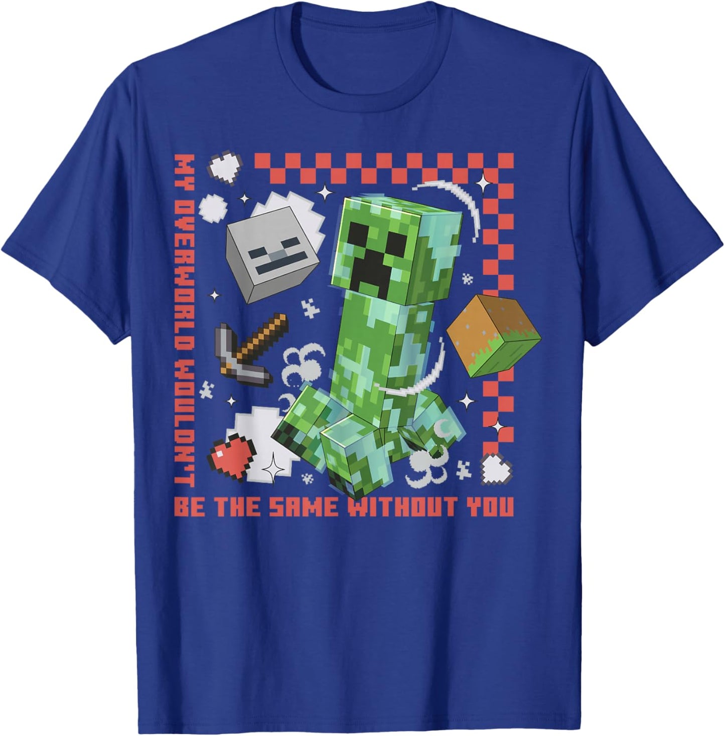 Minecraft Creeper Overworld Heart T-Shirt - T-Shirt | Royal