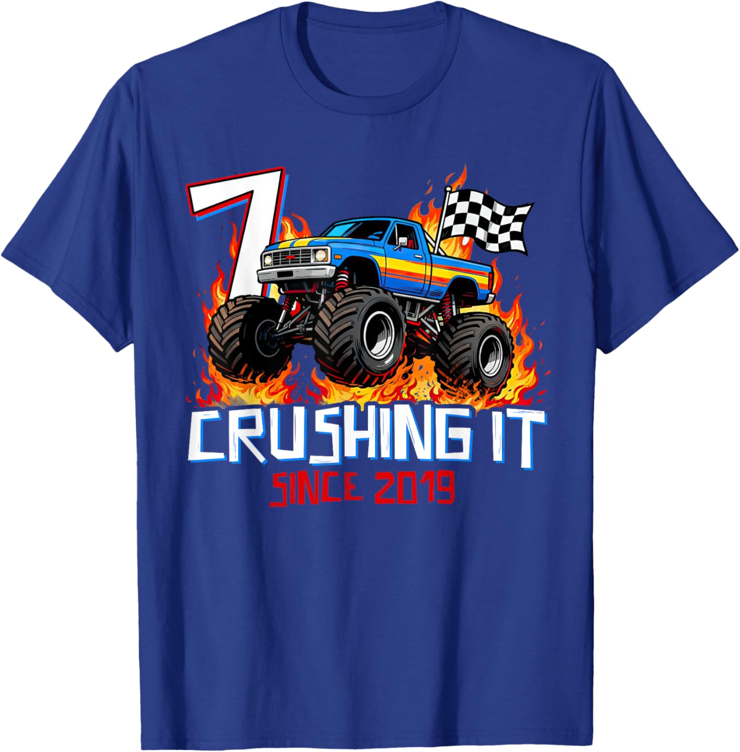 Crushing It Since 2019 Seven 7th Birthday Boys 7 Years Old T-Shirt - T-Shirt | Royal
