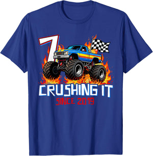 Crushing It Since 2019 Seven 7th Birthday Boys 7 Years Old T-Shirt - T-Shirt | Royal