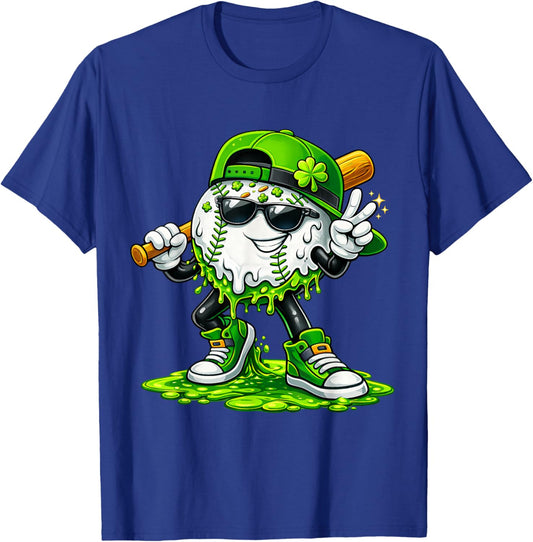 St Patricks Day Baseball Ice Cream Drip for Youth Boys Kids T-Shirt - T-Shirt | Royal