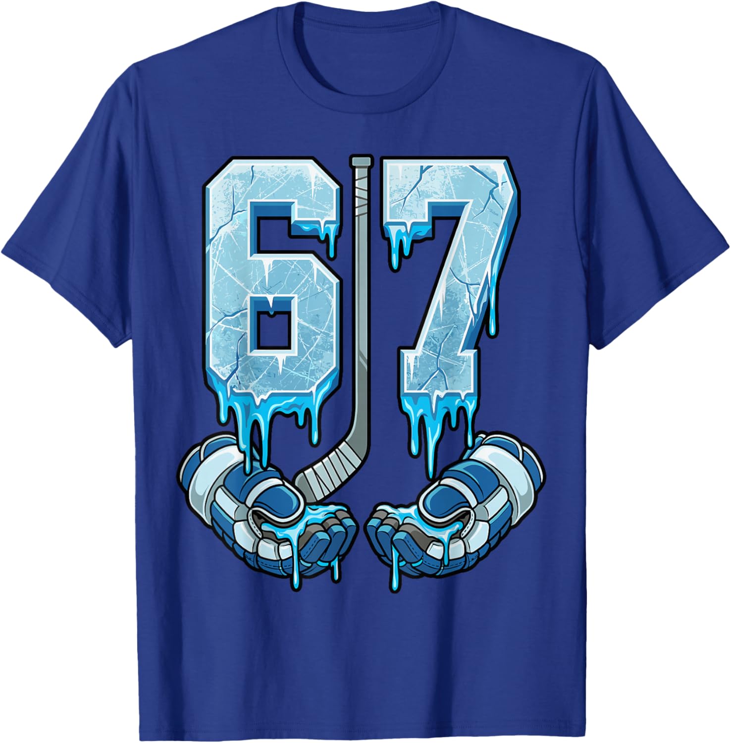 Ice Hockey 67 Drip Meme Six Seven T-Shirt - T-Shirt | Royal