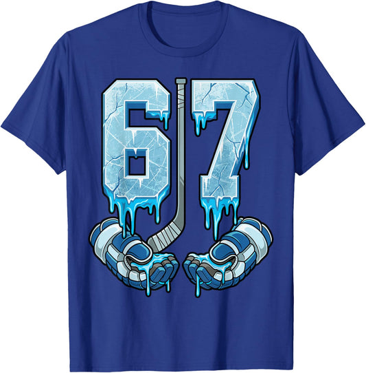 Ice Hockey 67 Drip Meme Six Seven T-Shirt - T-Shirt | Royal