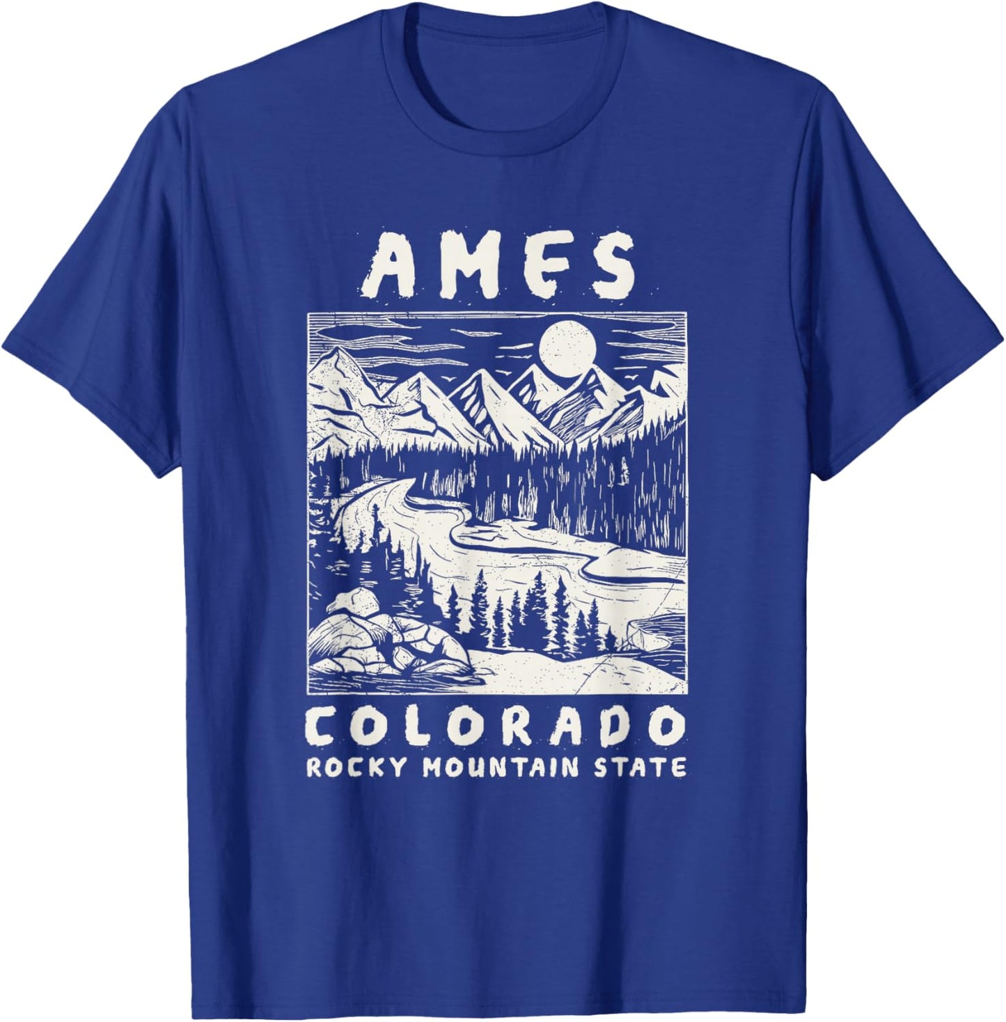 Ames, Colorado Mountain Wildnerness Nature Design T-Shirt - T-Shirt | Royal