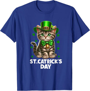 St Patricks Catricks Day Cats Saint Pattys Women Girls Kids T-Shirt - T-Shirt | Royal
