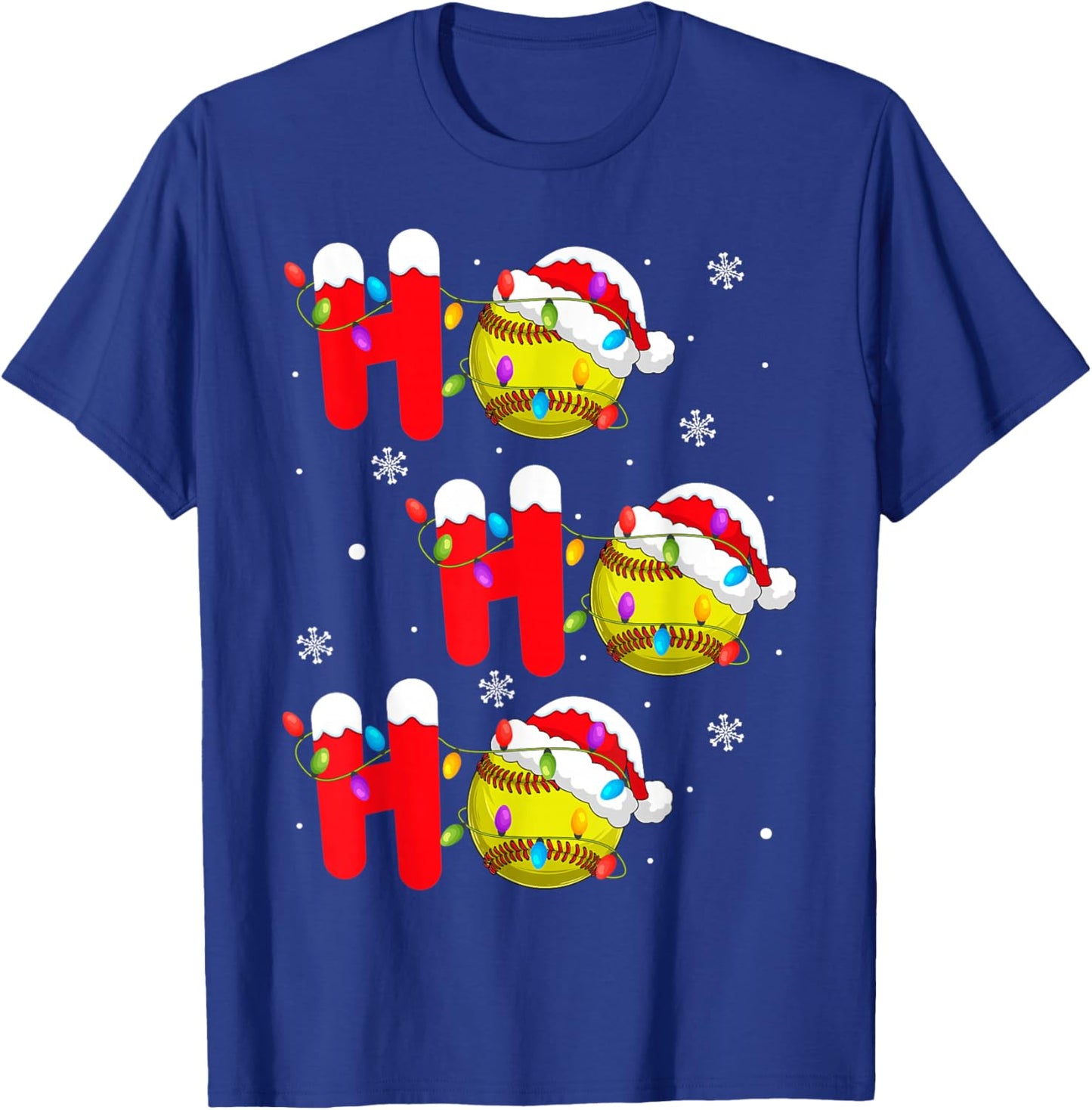 Softball Christmas Ho Ho Ho Santa Sports Player Funny Xmas T-Shirt - T-Shirt | Royal
