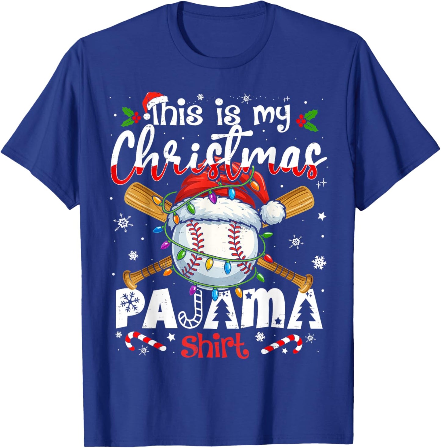 This is My Christmas Pajama Shirt Baseball Xmas PJs Boys Men T-Shirt - T-Shirt | Royal