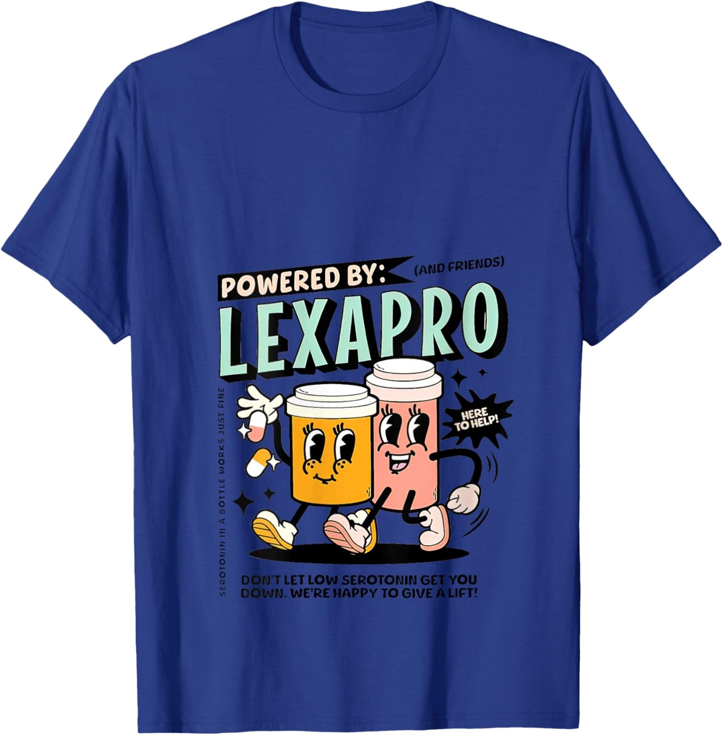 Retro Powered by Lexapro Mental Health Dark Humor Outfit V-Neck T-Shirt - T-Shirt | Royal