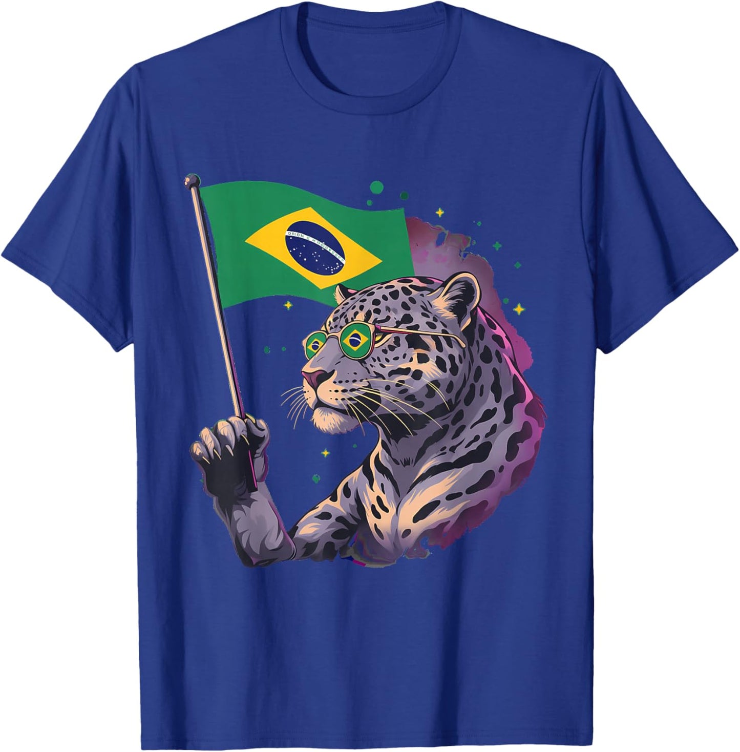 Brazil Flag Leopard Brazilian Roots Brasilian Pride Brasil T-Shirt - T-Shirt | Royal